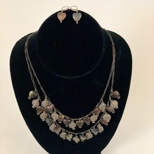 Double strand heart with matching drop earrings